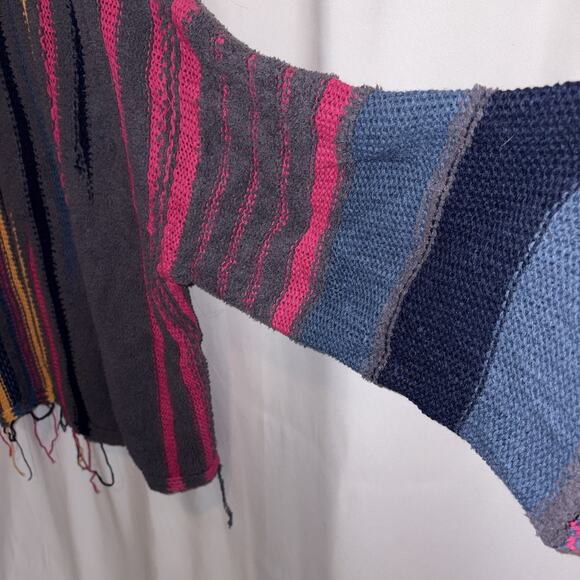 POL Distressed Oversized V-Neck Colorful Fringe Sweater Sold Out Online Size LG - Picture 4 of 8